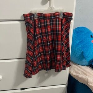 High Waisted Pelted Plaid Red and Black Skirt with zipper
